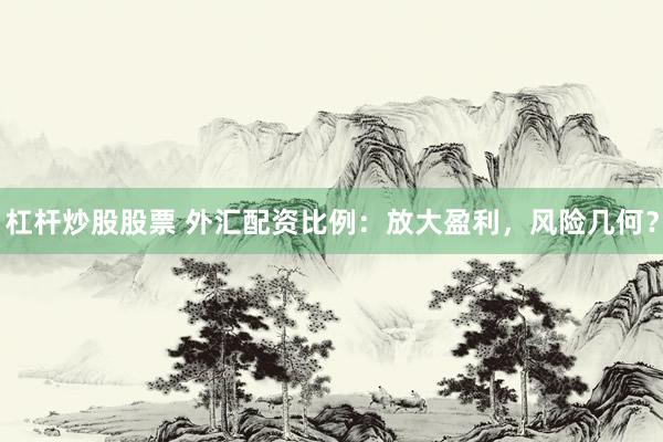 杠杆炒股股票 外汇配资比例：放大盈利，风险几何？