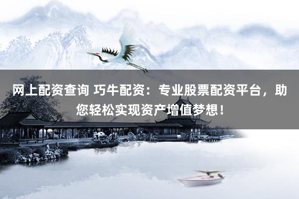 网上配资查询 巧牛配资：专业股票配资平台，助您轻松实现资产增值梦想！