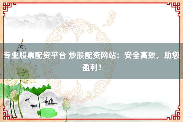 专业股票配资平台 炒股配资网站：安全高效，助您盈利！