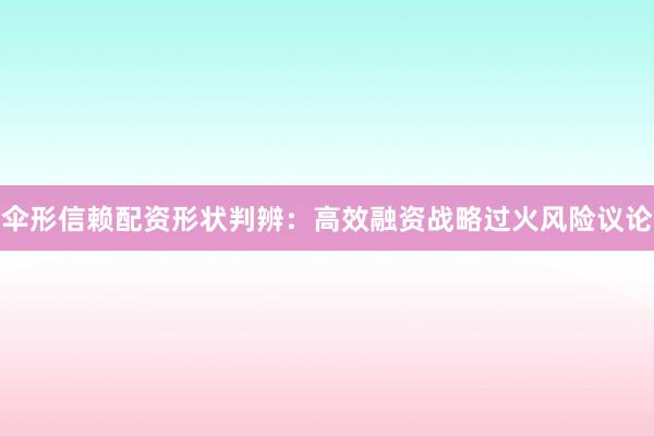 伞形信赖配资形状判辨：高效融资战略过火风险议论