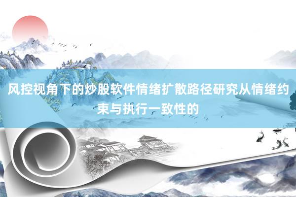 风控视角下的炒股软件情绪扩散路径研究从情绪约束与执行一致性的