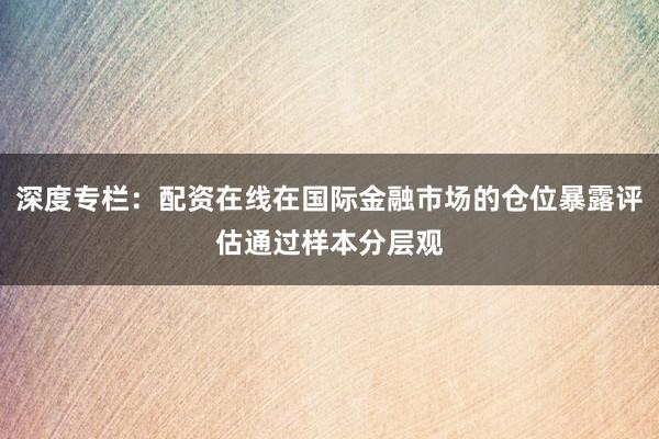 深度专栏：配资在线在国际金融市场的仓位暴露评估通过样本分层观