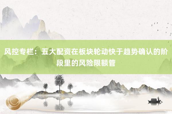 风控专栏：五大配资在板块轮动快于趋势确认的阶段里的风险限额管